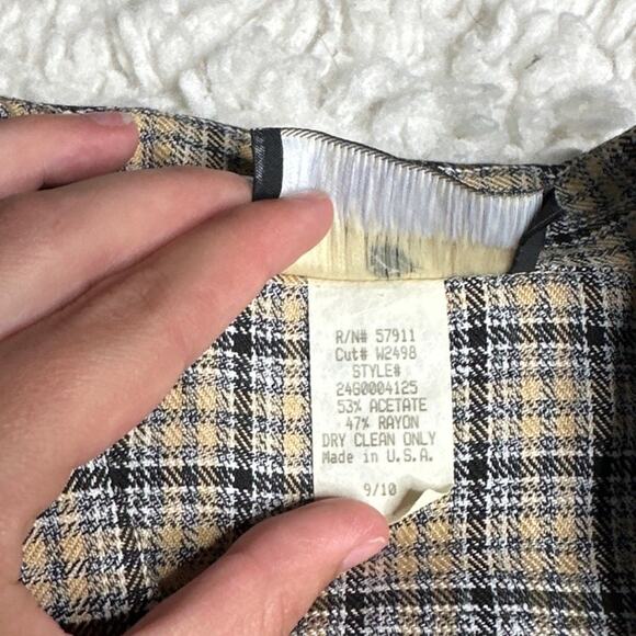 Wrapper Vintage Plaid Fitted Blazer Double Breasted Buttons Neutral Preppy O7 - Picture 4 of 10